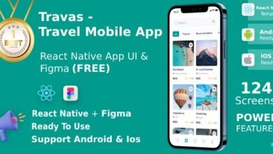 Travel Mobile App UI Kit React Native Figma FREE Travas